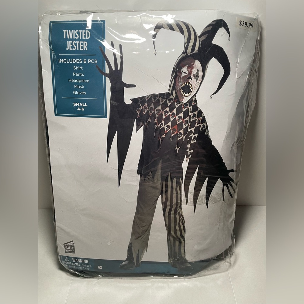 Brand New Twisted Jester 6 Piece Halloween Costume Size Child Small 4-6